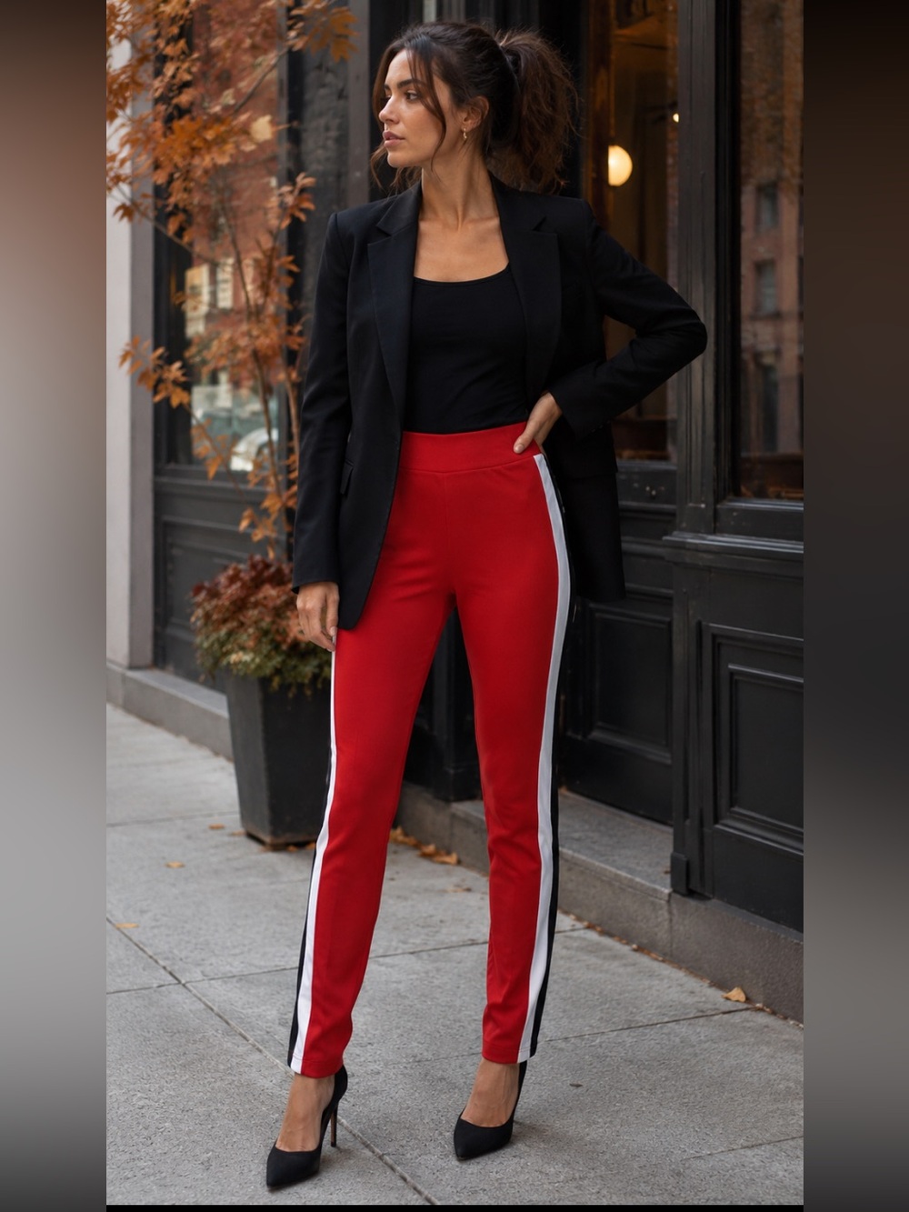 🎄🧑‍🎄 SWS / Active Red Side Stripe Track Pants Fall Statement NWT M
